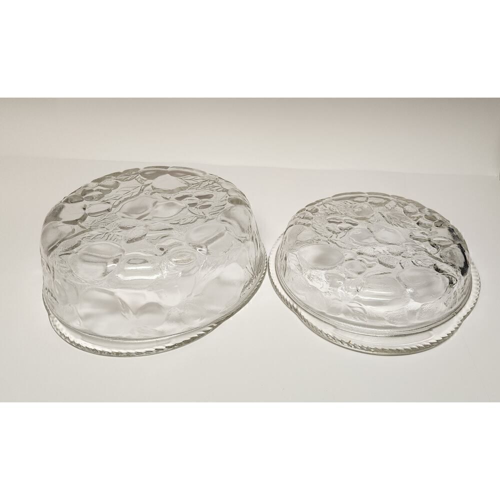 Libbey Orchard Fruit Clear Glass 3Qt Round Casserole Baking Dish & Pie Plate Lid
